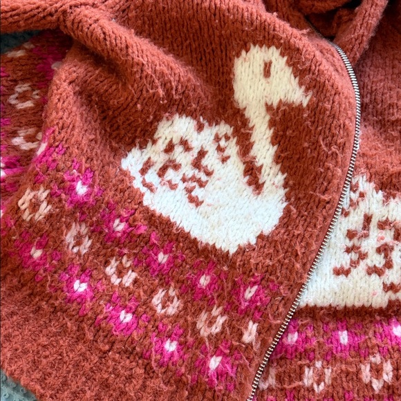 Anthropologie Rust and White Swan Cardigan - Picture 8 of 8